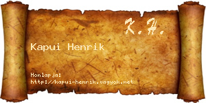 Kapui Henrik névjegykártya